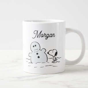 Caneca De Café Grande Amendoins   Snoopy constrói um boneco de neve   Ad