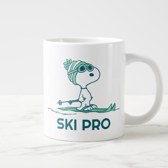 Caneca De Café Grande Amendoins | Snoopy on Skis (Direita)