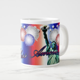 Caneca De Café Grande América - Estrelas Patrióticas e Stripes Jumbo M