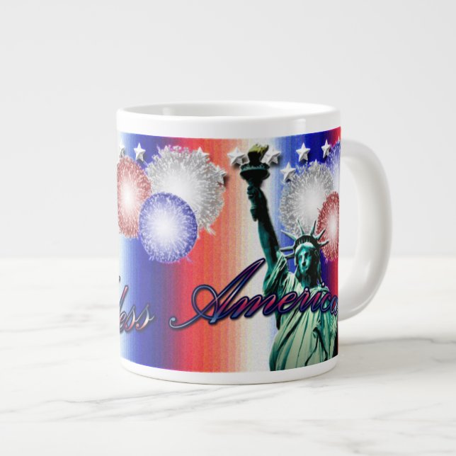 Caneca De Café Grande América - Estrelas Patrióticas e Stripes Jumbo Mug (Frente Esquerda)