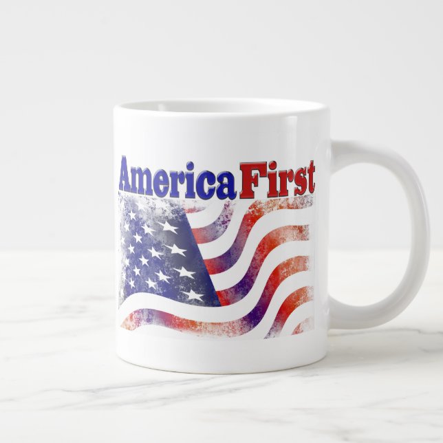 Caneca De Café Grande America First stars e distribui metade do texto (Direita)