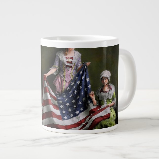 Caneca De Café Grande American - Bandeira - Nascimento da Bandeira Ameri (Frente Esquerda)