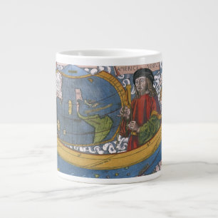 Caneca De Café Grande Amerigo Vespucci Explorador em um Mapa das América