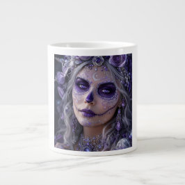 Caneca De Café Grande Amethyst Moon Calavera – Purple Day of the Dead