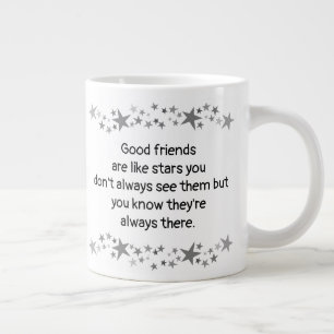 Caneca De Café Grande Amigos bons são como estrelas, deco moderno minima