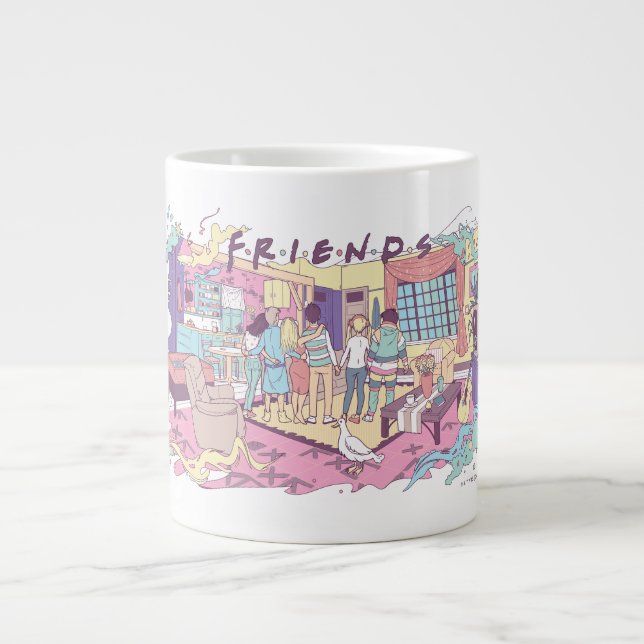 Caneca De Café Grande AMIGOS™ | Cartoon de Apartamento (Frente)