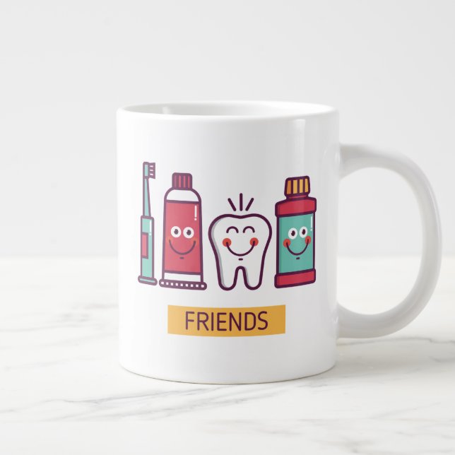 Caneca De Café Grande Amigos do Cartoon Oral Care (Direita)
