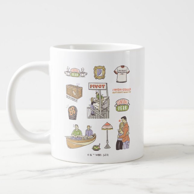 Caneca De Café Grande AMIGOS™ | Ícones de desenho animado (Esquerda)