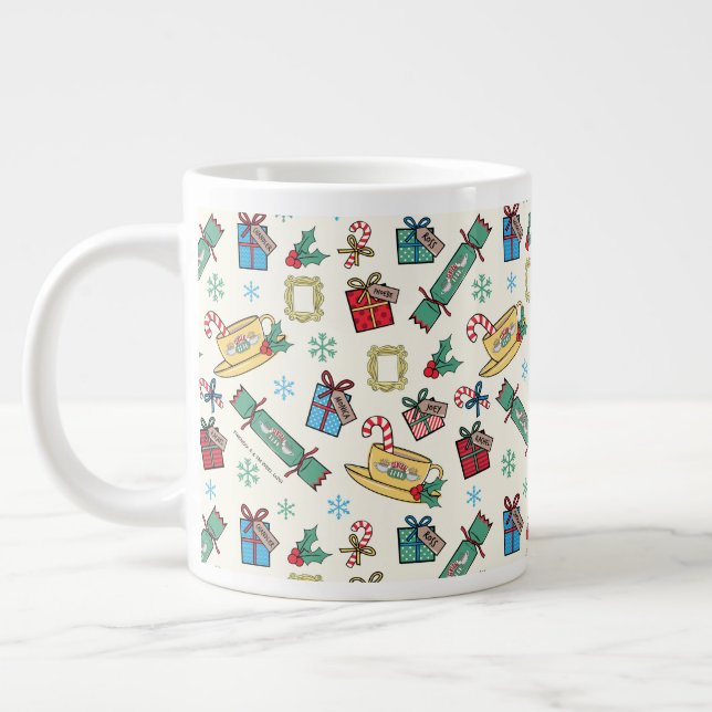 Caneca De Café Grande AMIGOS™ | Padrão de Ícone de Natal (Esquerda)