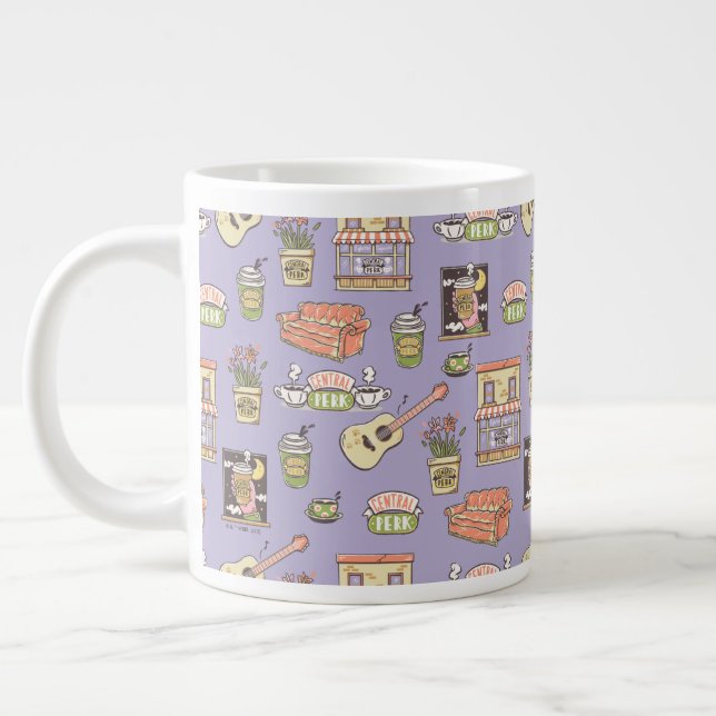 Caneca De Café Grande AMIGOS™ | Padrão de Ícone Roxo (Esquerda)