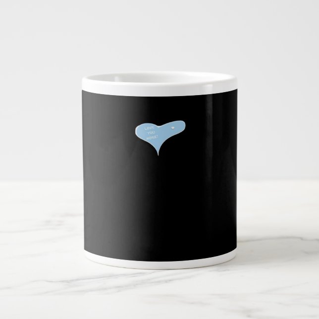 Caneca De Café Grande Amo você mais Design Minimal Azul  (Frente)