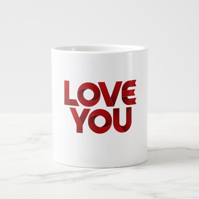 Caneca De Café Grande Amo Você – Tipografia Romântica em Negrito (Frente)