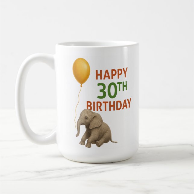 Caneca De Café Grande amor aos 30: Elefante Aniversário Mug (Esquerda)