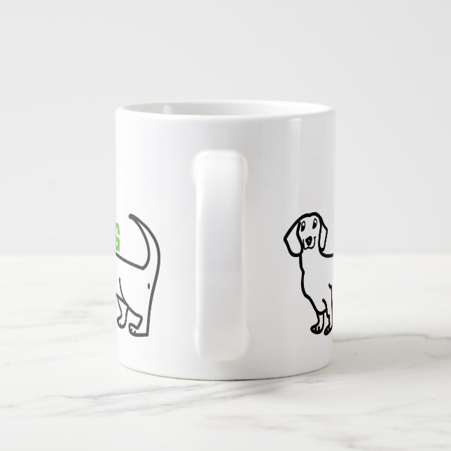 Caneca De Café Grande Amor de cachorro dachshund wiener Dog Simples Cita (Traseira)