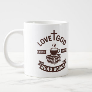 Caneca De Café Grande Amor Deus Beba Café Lê Livros Cristão Vintage
