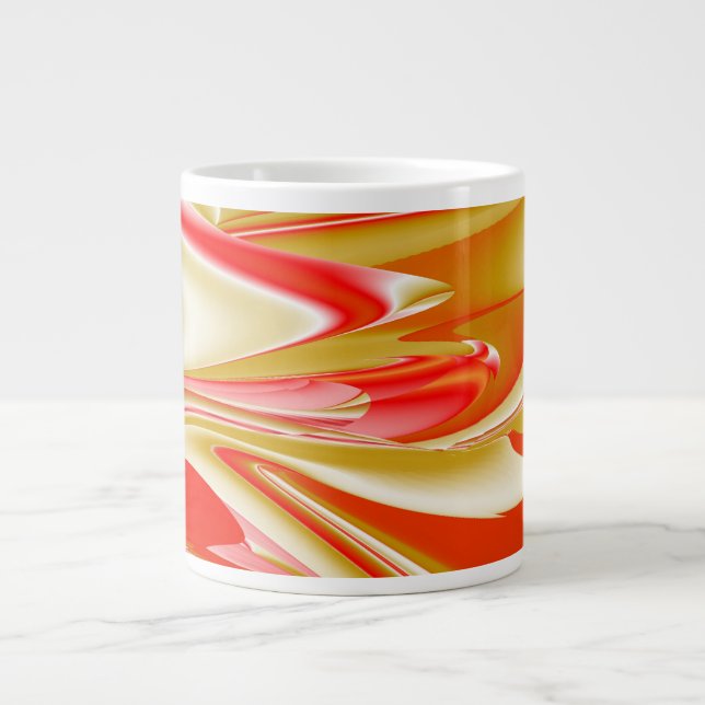 Caneca De Café Grande Amor e Abstrato 3D Rainbowart Dourado (Frente)