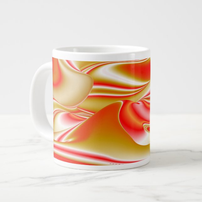 Caneca De Café Grande Amor e Abstrato 3D Rainbowart Dourado (Frente Esquerda)