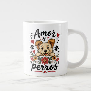 Caneca De Café Grande Amor e Cães Design Humorístico para Amantes de Cãe
