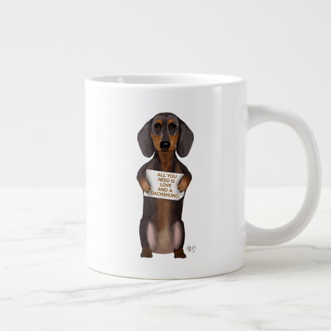 Caneca De Café Grande Amor e Dachshund (Direita)