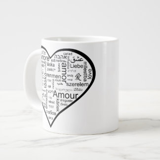Caneca De Café Grande Amor em muitas línguas Coração