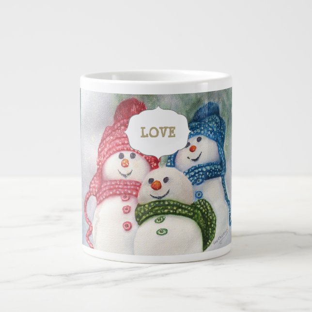 CANECA DE CAFÉ GRANDE AMOR FAMÍLIA DE NEVE (Frente)