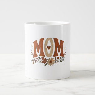 Caneca De Café Grande Amor Floral de Outono para Mãe Rústica