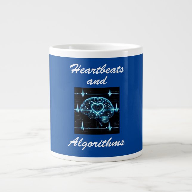 Caneca De Café Grande Amor futurista "Heartbeats and Algorithms" (Frente)