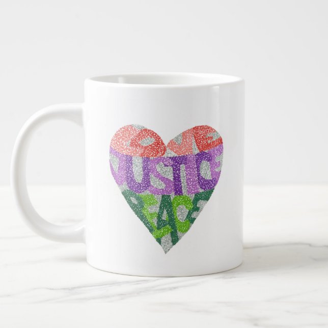 Caneca De Café Grande Amor, Justiça, Paz - Jumbo Mug (Esquerda)