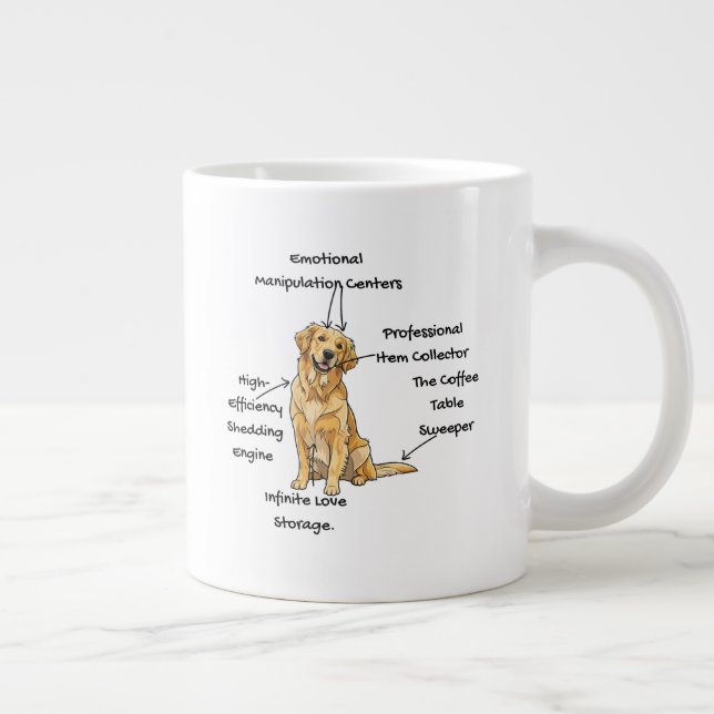 Caneca De Café Grande Anatomy of a Golden Retriever - Funny Dog Mom/Dad  (Direita)