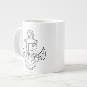 Caneca De Café Grande Âncora de estilo de tatuagem