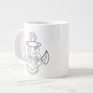 Caneca De Café Grande Âncora de estilo de tatuagem