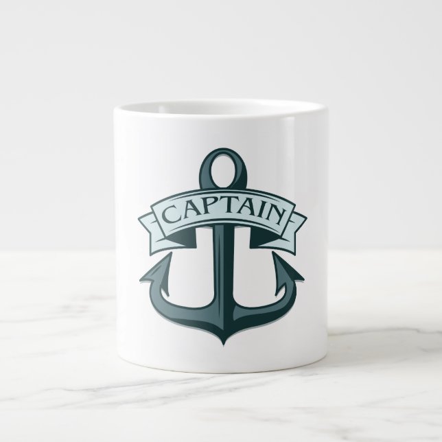 Caneca De Café Grande Âncora de Navios Capitão (Frente)