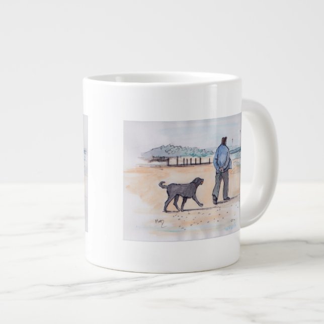 Caneca De Café Grande andando o cão - 07 (Frente Esquerda)