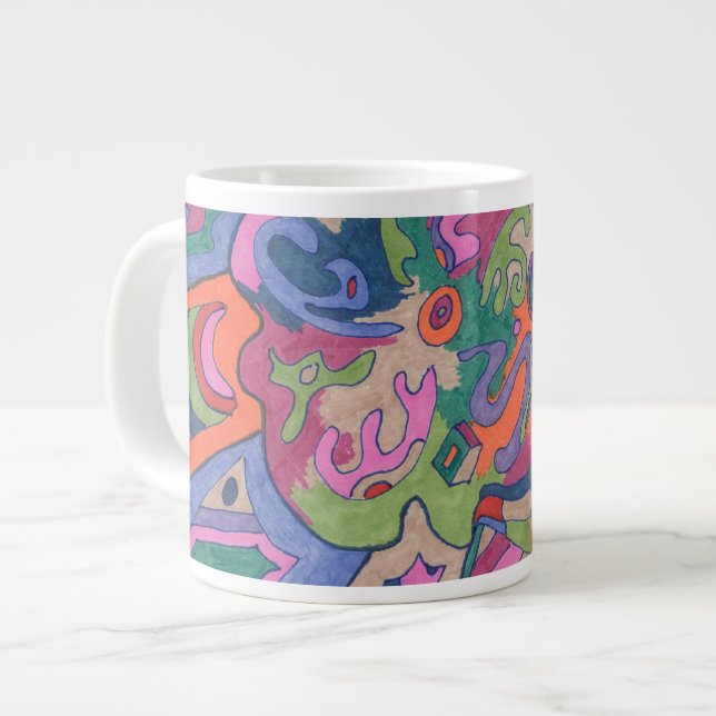 Caneca De Café Grande Ande pelo Groovy Rainbow, abstrato (Frente Esquerda)