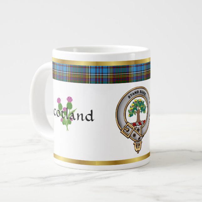 Caneca De Café Grande Anderson Crachá Clan Tartan & Motto (Frente Esquerda)
