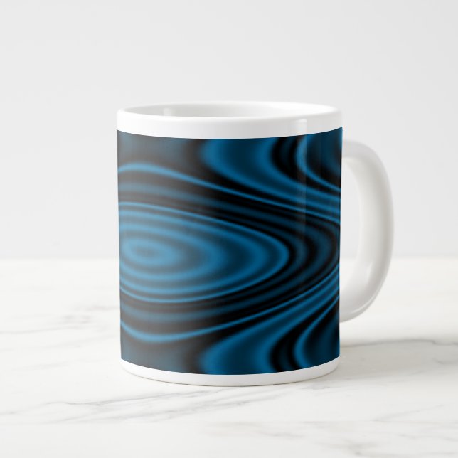 Caneca De Café Grande Anéis e ondulações azuis (Frente Esquerda)