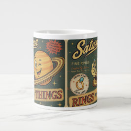 Caneca De Café Grande Anéis Finos de Saturno Padrão de Humor Espacial Vi