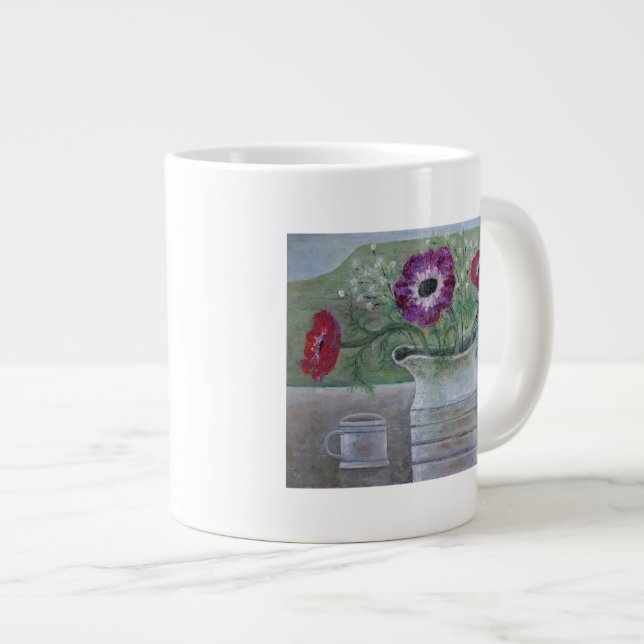Caneca De Café Grande Anêmonas no jarro branco 2013 (Frente Esquerda)