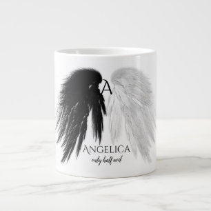 Caneca De Café Grande ANGEL WINGS 'Only Half Mau' Monograma Funny