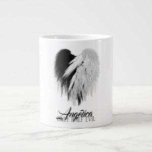 Caneca De Café Grande ÂNGULO ASAS CORAÇÃO Preto+Branco Apenas meio Mau