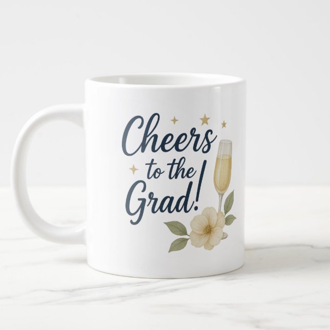 Caneca De Café Grande Animações para o Formando Sticker - Flor Branco e  (Esquerda)