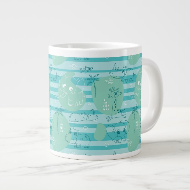 Caneca De Café Grande Animais brancos brincando com água 1 (Frente Esquerda)