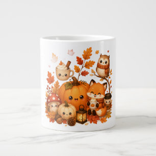 Caneca De Café Grande Animais Fofos de Outono Kawaii como Raposa, Coruja