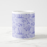 Animais marinhos e padrão de desenho de uma linha