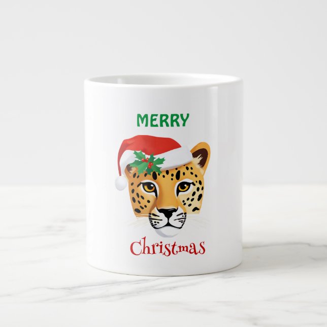 Caneca De Café Grande Animais Safari Funny Cheetah leopardo Papais noeis (Frente)