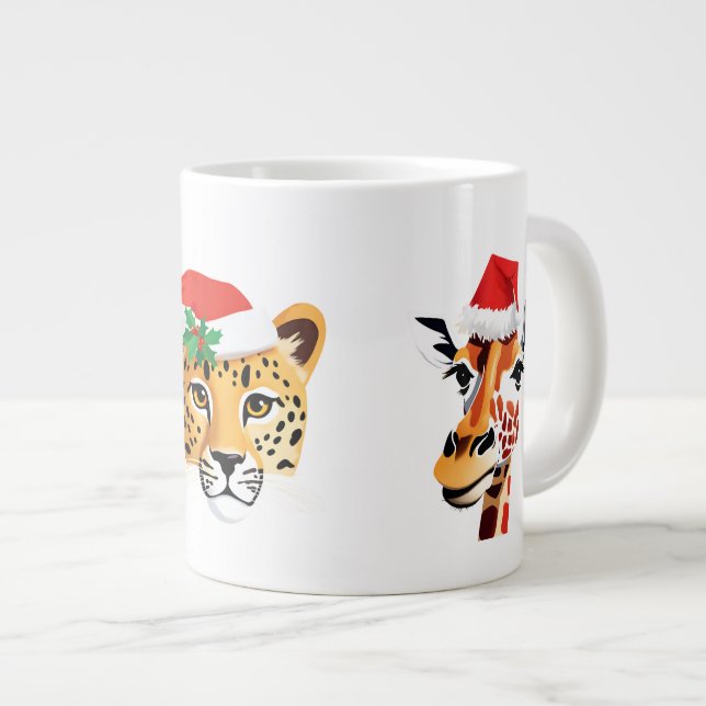Caneca De Café Grande Animais Safari selvagens engraçados Papais noeis F (Frente Esquerda)