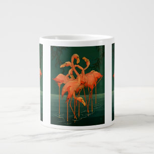 Caneca De Café Grande Animais Selvagens Antigos, Flamingos Rosa Tropicai
