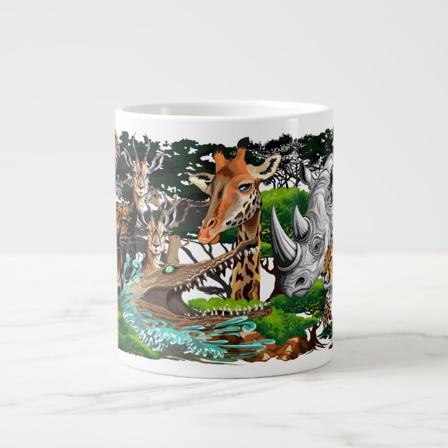 Caneca De Café Grande Animais Selvagens da savana africana (Frente)