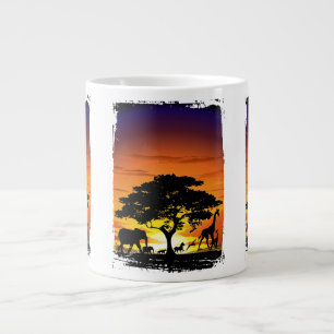 Caneca De Café Grande Animais Selvagens no Sunset da savana africana