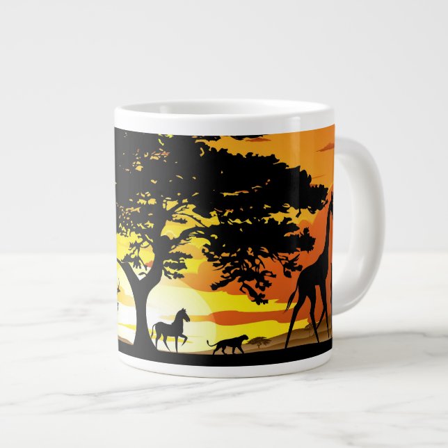 Caneca De Café Grande Animais Selvagens no Sunset da savana africana (Frente Esquerda)